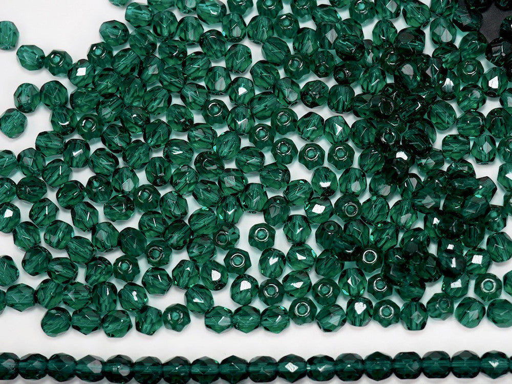 Czech Fire-Polish Bead 2mm Dark Green Metallic Suede (50pc Strand) by  Starman