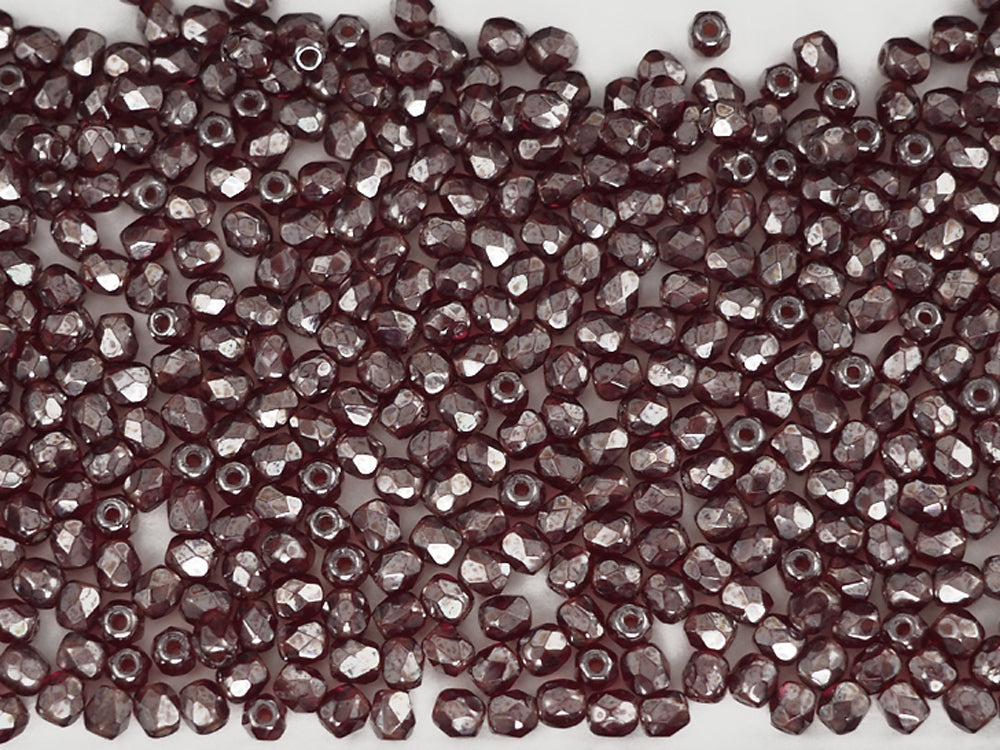 Garnet Hematite, loose Czech Fire Polished Round Faceted Glass Beads, 3mm, 545pcs