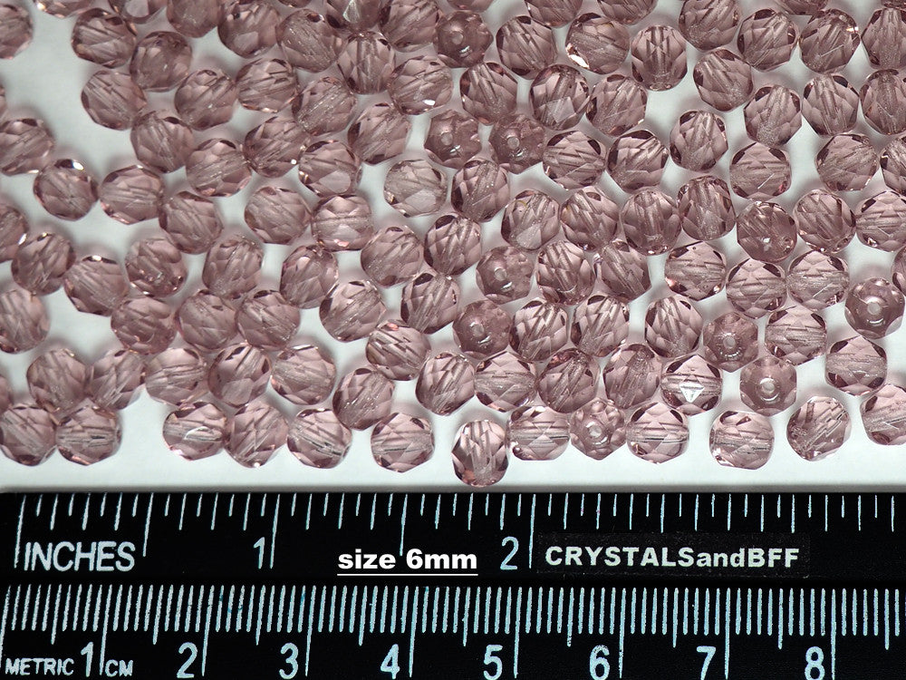 Light Amethyst color loose Czech Fire Polished Round Faceted Glass Beads purple 4mm