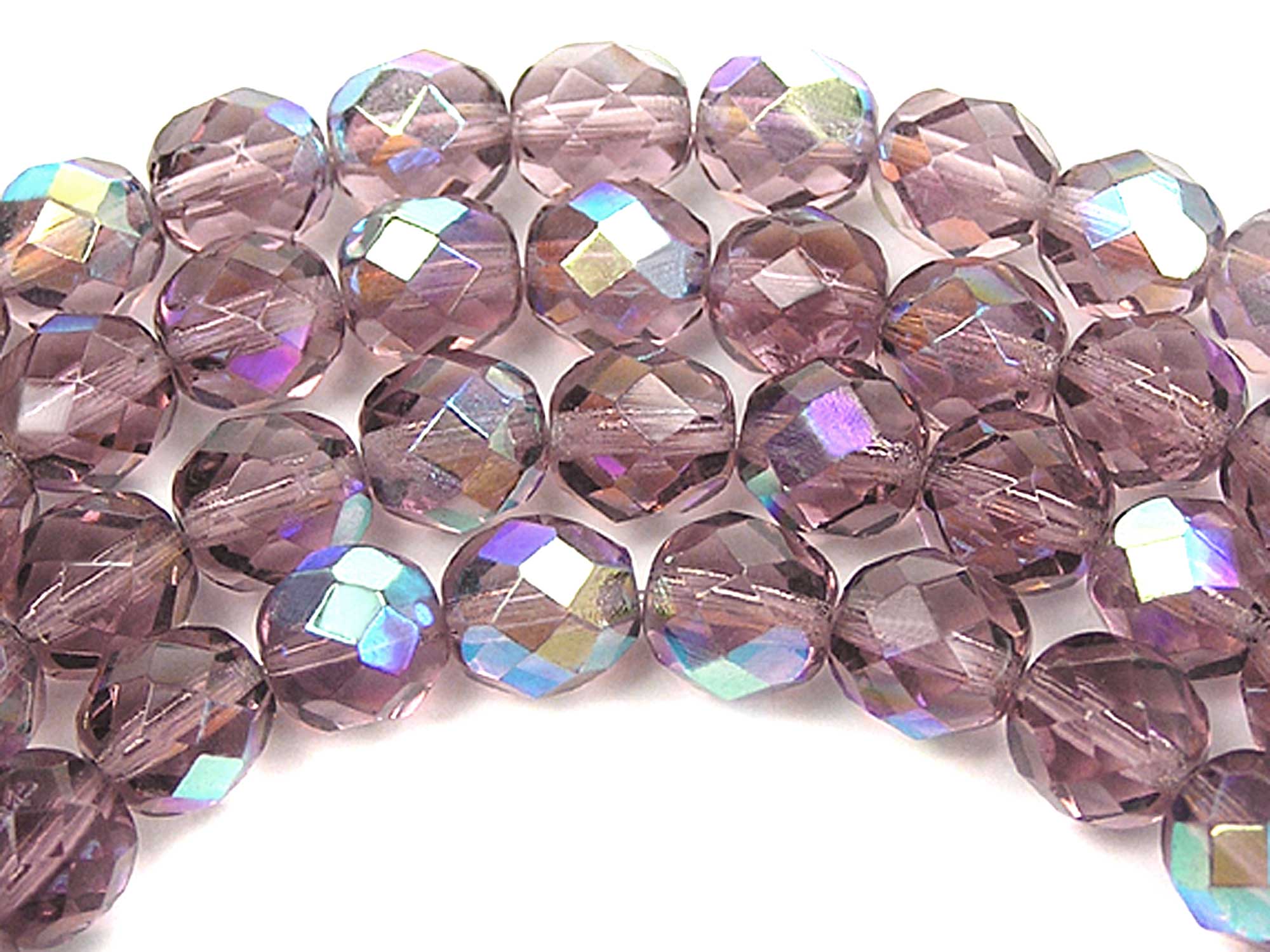 Light Amethyst AB Preciosa Czech Glass Fire Polished Beads in sizes 3mm 4mm 6mm 8mm