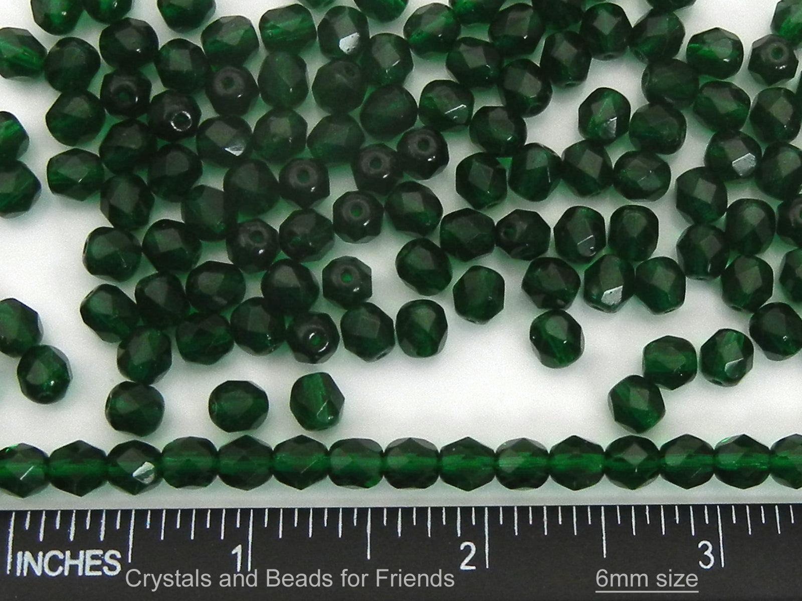 Medium Emerald, loose Czech Fire Polished Round Faceted Glass Beads, green, 3mm, 4mm, 6mm, 8mm
