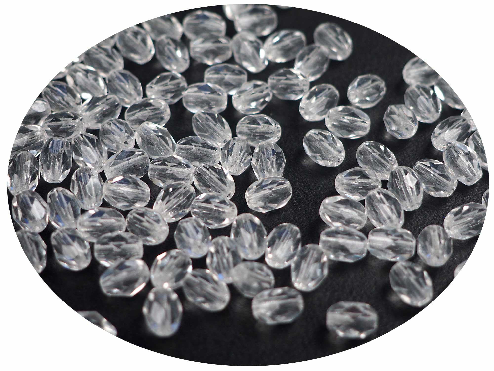 Czech Glass Olive Shaped Faceted Fire Polished Beads 7x5mm Crystal clear, 50 pieces, P865