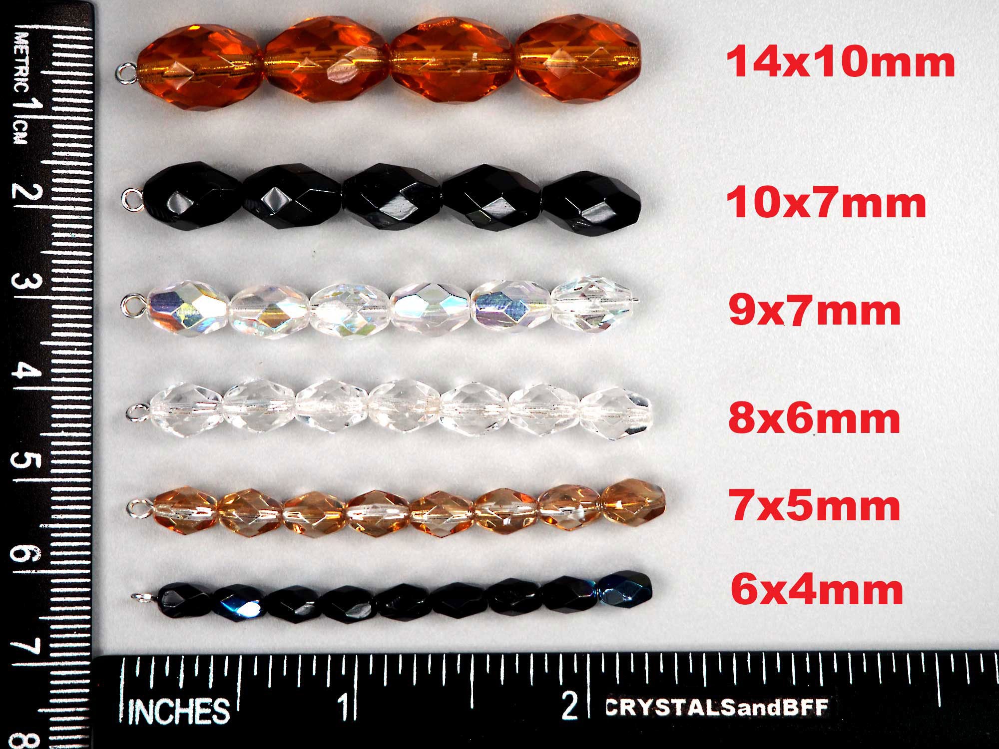 Czech Glass Olive Shaped Faceted Fire Polished Beads 9x7mm Crystal AB coated, 50 pieces, J001