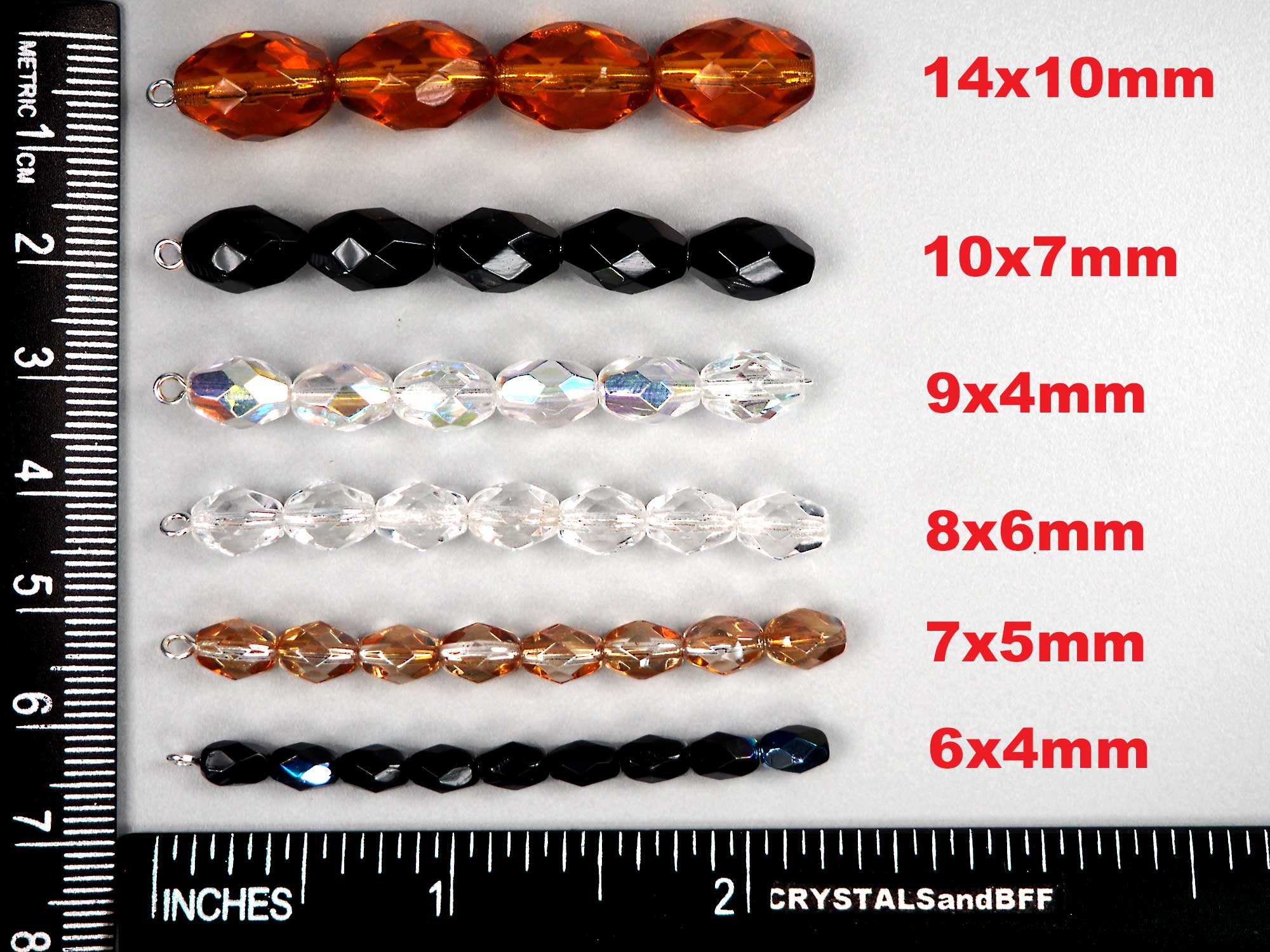 Czech Glass Olive Shaped Faceted Fire Polished Beads 6x4mm Jet AB coated, 38 pieces, P845