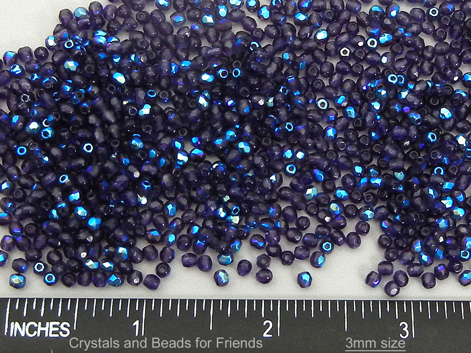 Tanzanite AB Coated, loose Czech Fire Polished Round Faceted Glass Beads