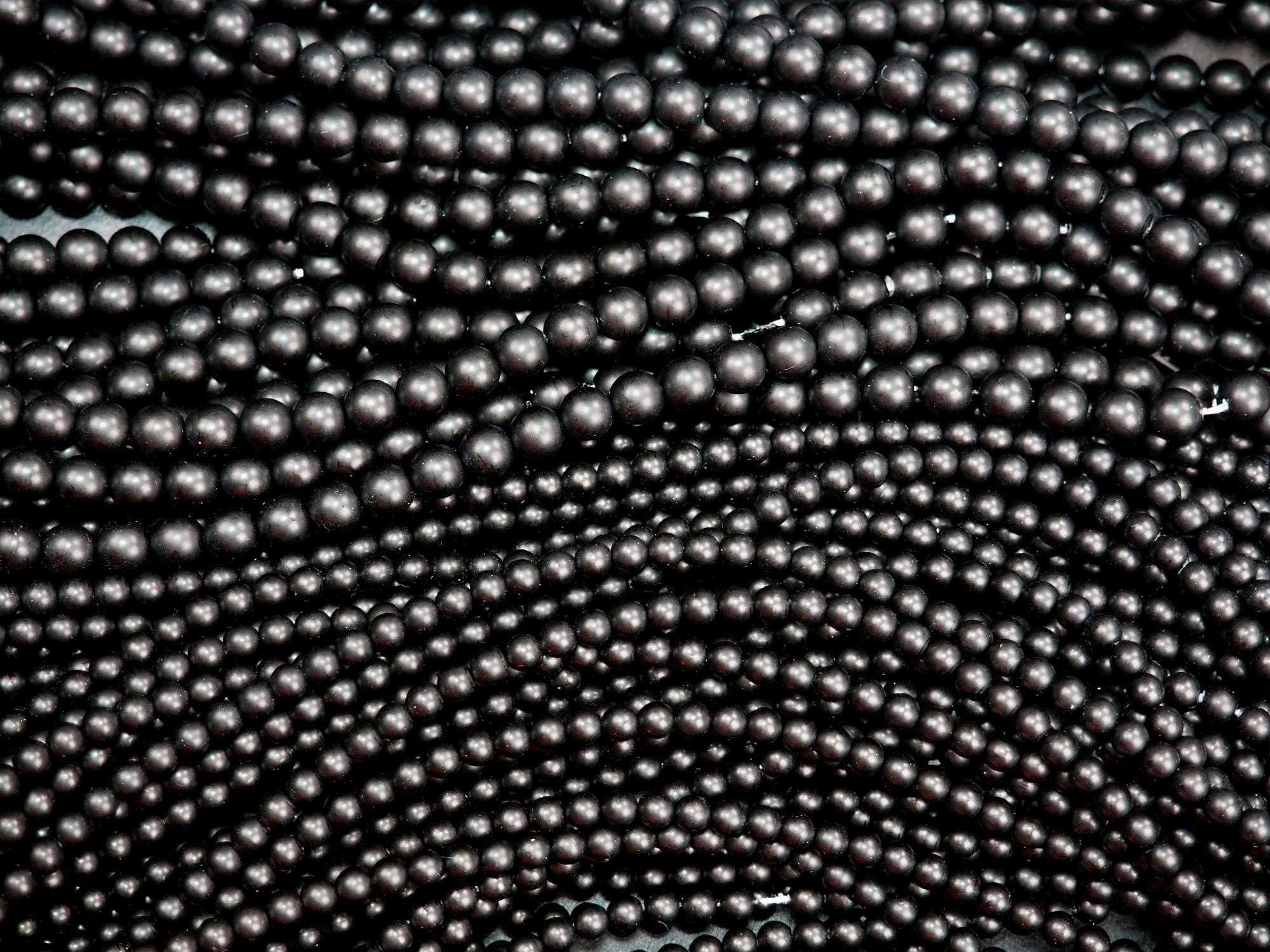 Czech Round Glass Imitation Pearls Matted Black Pearl color jet black mat 6mm