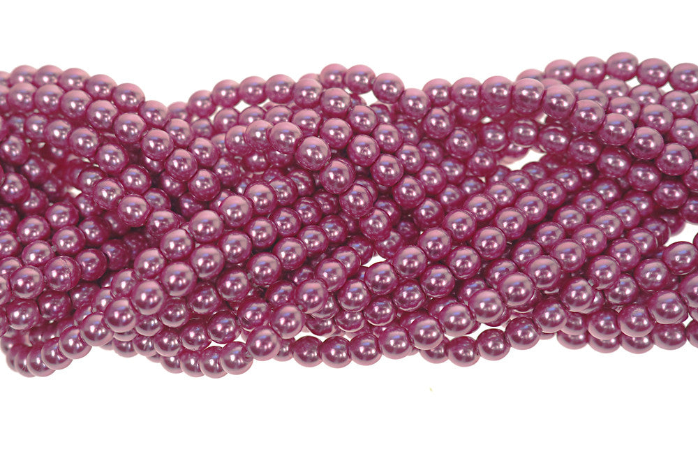 Czech Round Glass Imitation Pearls Fuchsia Nacre Pearl color 2mm 3mm 4mm 6mm 8mm