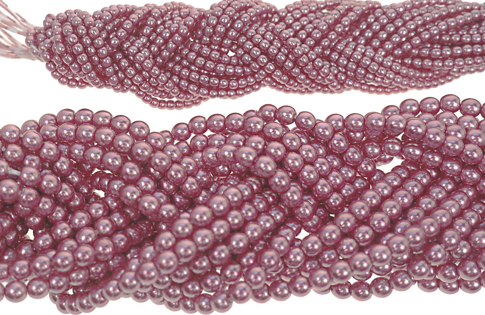 Czech Round Glass Imitation Pearls Fuchsia Nacre Pearl color 2mm 3mm 4mm 6mm 8mm