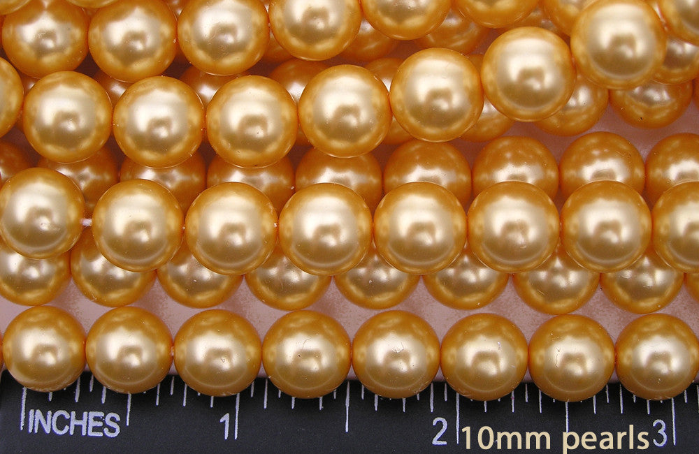 Czech Round Glass Imitation Pearls Golden Pearl color 4mm 10mm