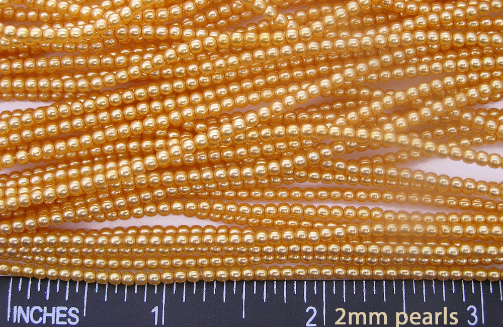 Czech Round Glass Imitation Pearls Golden Pearl color 4mm 10mm