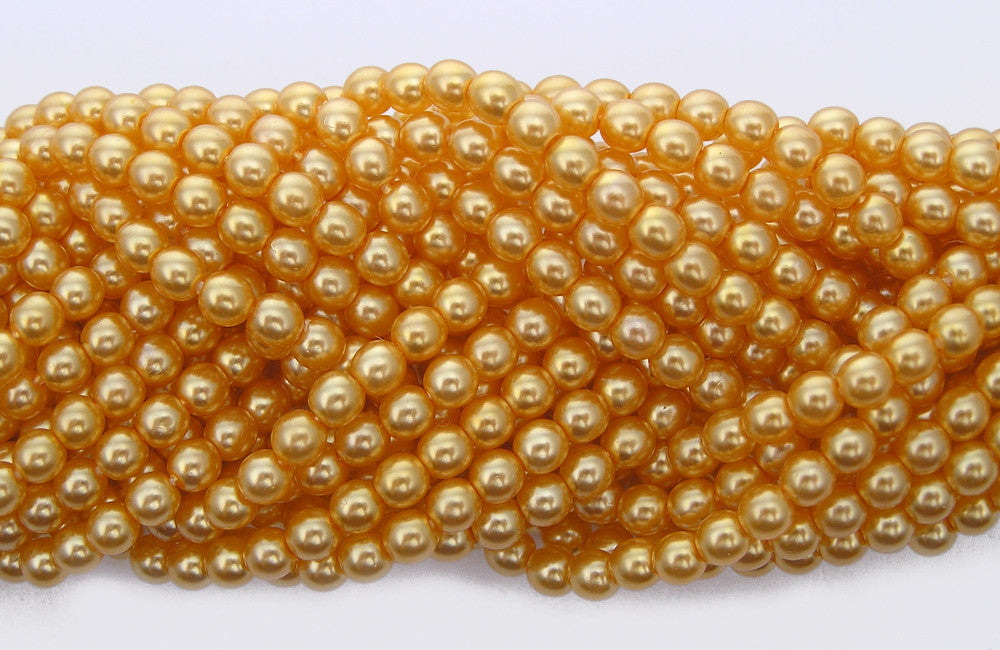 Czech Round Glass Imitation Pearls Light Brown Pearl color 2mm 3mm 4mm -  Crystals and Beads for Friends