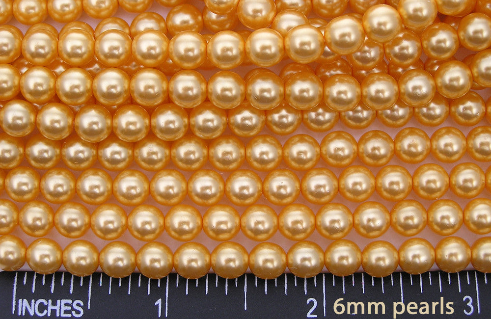 Czech Round Glass Imitation Pearls Golden Pearl color 4mm 10mm