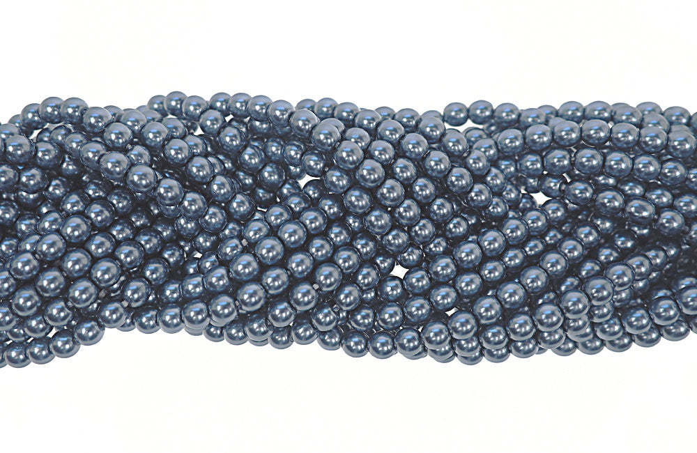 Czech Round Glass Imitation Pearls Metallic Blue Nacre Pearl color 2mm 3mm 4mm 6mm