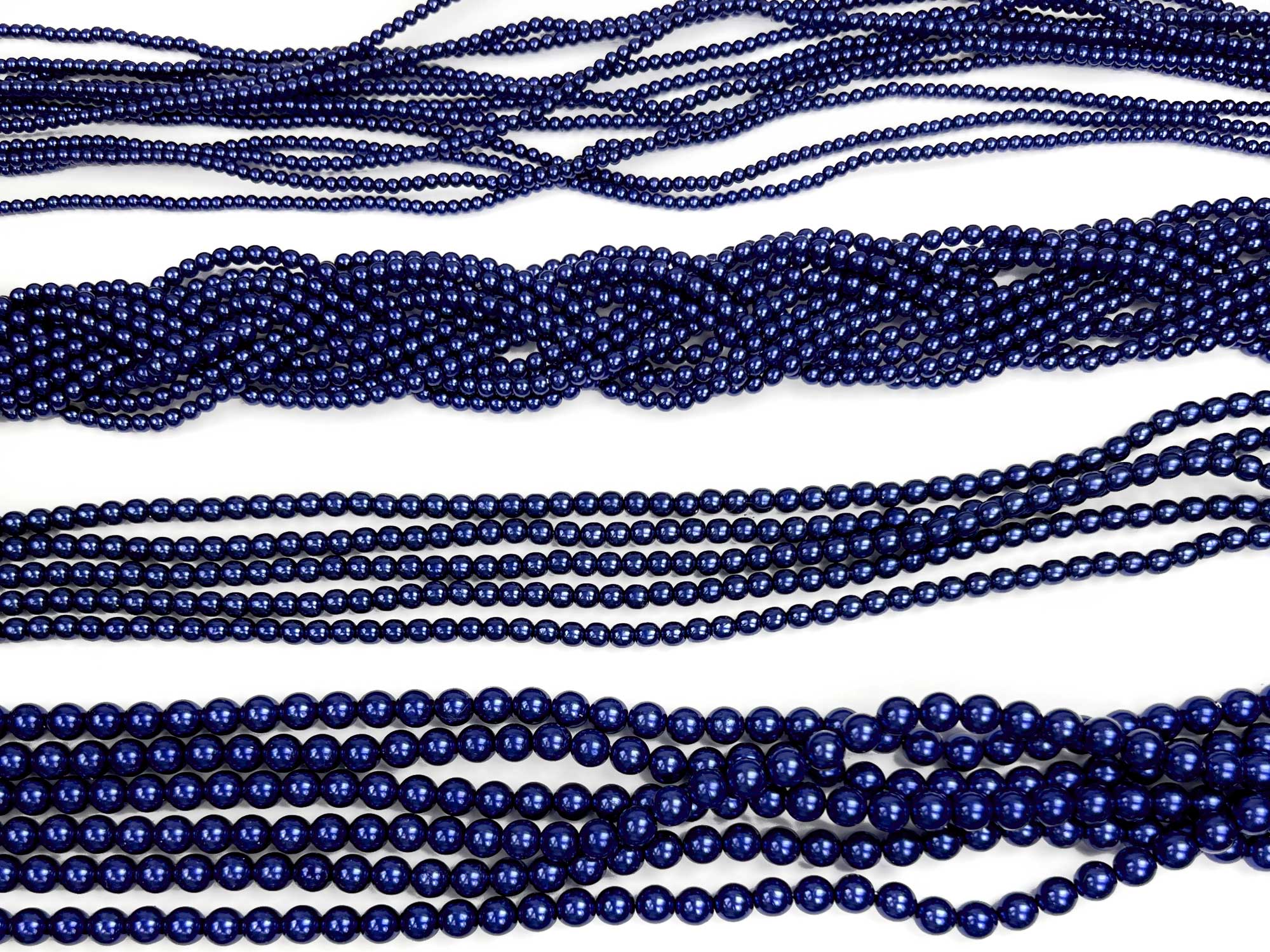 Czech Round Glass Imitation Pearls, Navy Blue Pearl color