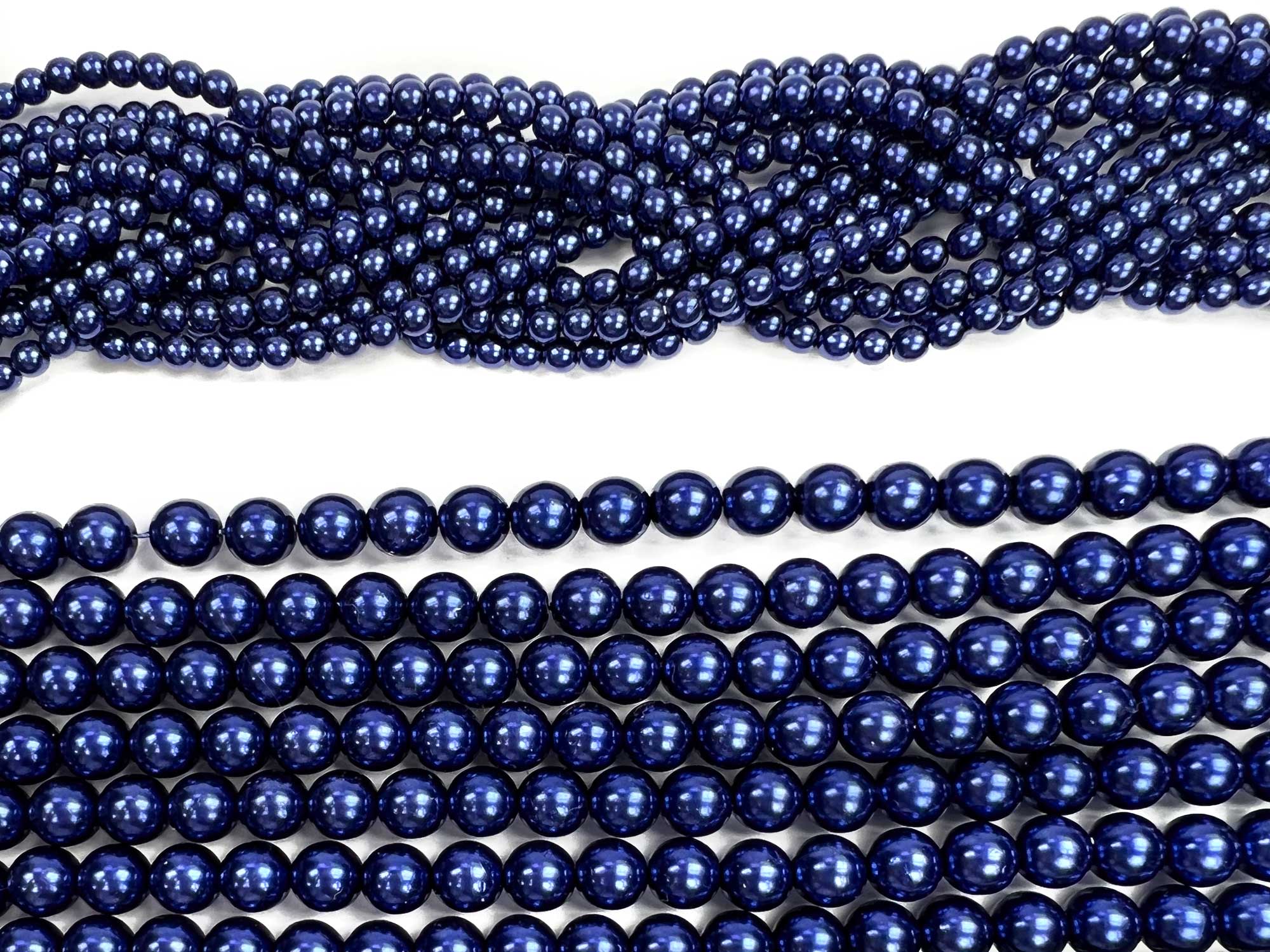 Czech Round Glass Imitation Pearls, Navy Blue Pearl color