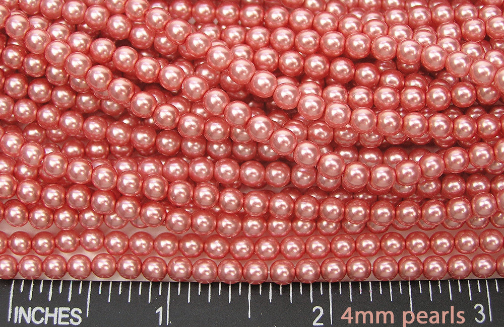 Czech Round Glass Imitation Pearls Rose Pink Pearl color 2mm 3mm 4mm 6mm 8mm