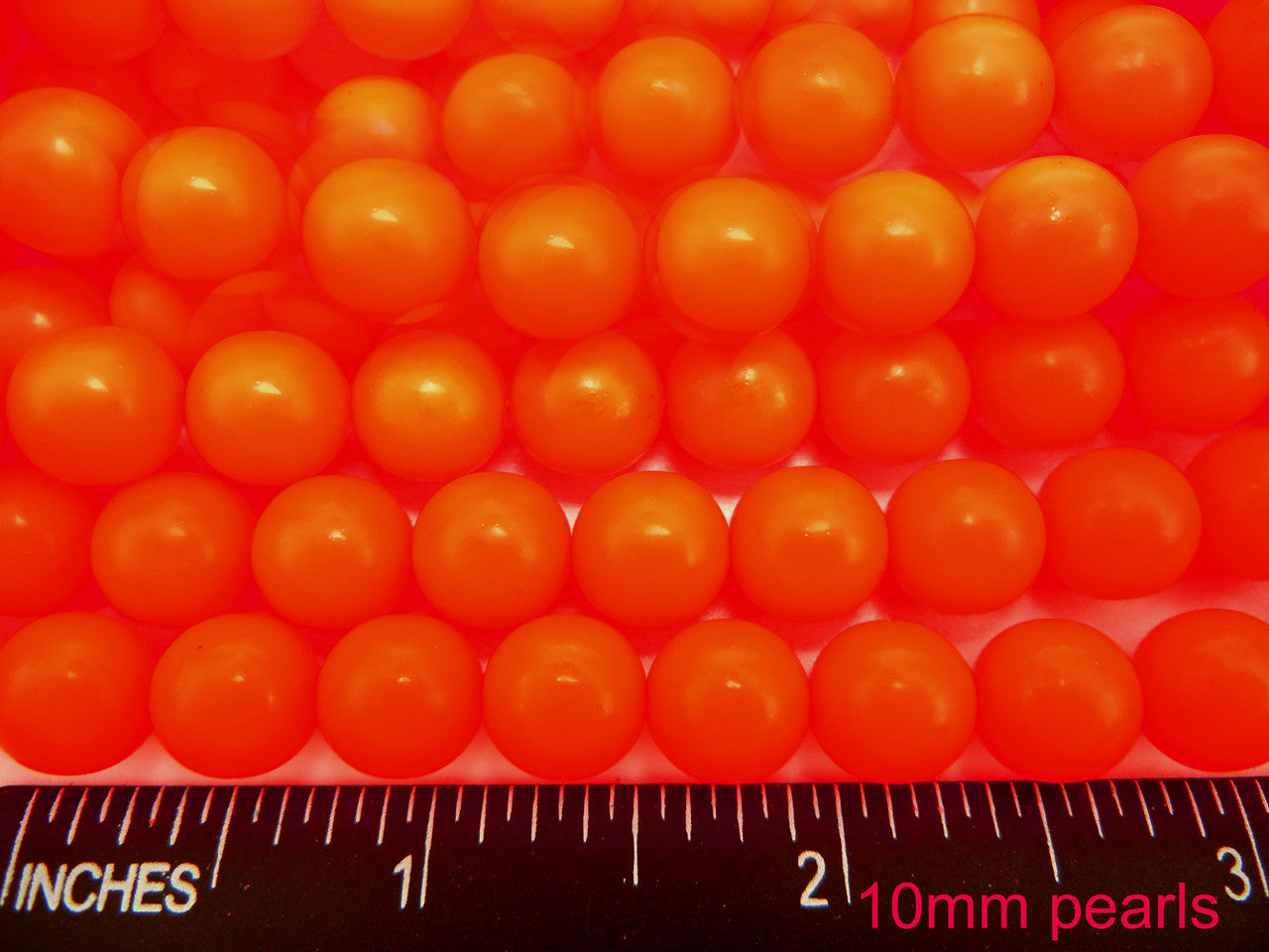 Czech Round Glass Imitation Pearls, Bright Orange Neon Pearl color