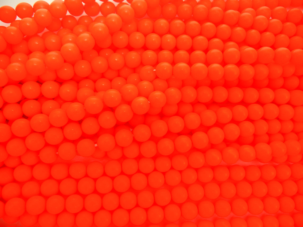 Czech Round Glass Imitation Pearls, Bright Orange Neon Pearl color