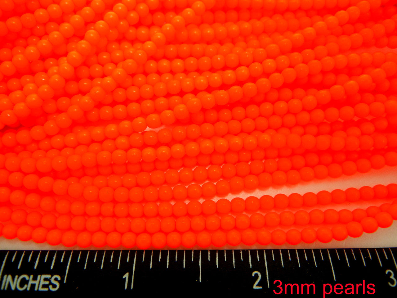 Czech Round Glass Imitation Pearls, Bright Orange Neon Pearl color