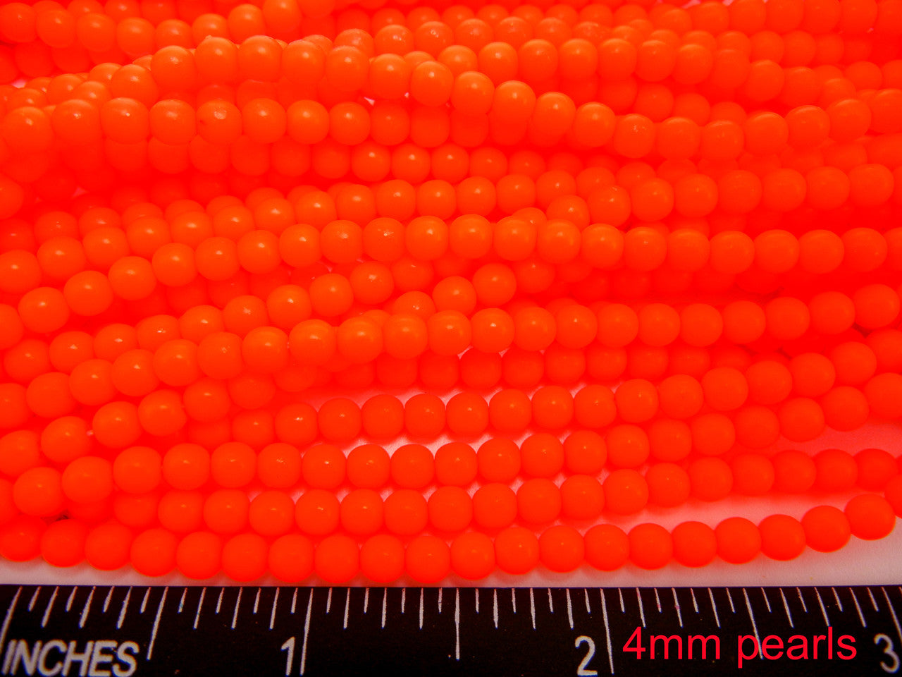 Czech Round Glass Imitation Pearls, Bright Orange Neon Pearl color