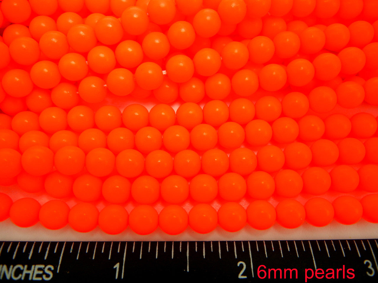 Czech Round Glass Imitation Pearls, Bright Orange Neon Pearl color
