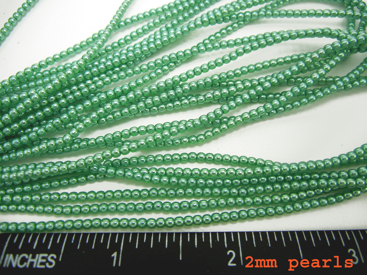Czech Round Glass Imitation Pearls, Jade Green Pearl color
