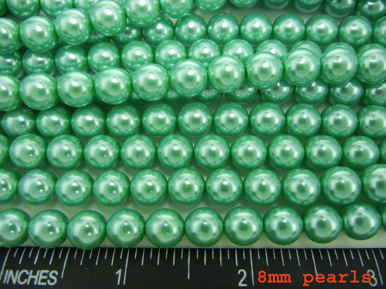Czech Round Glass Imitation Pearls, Jade Green Pearl color