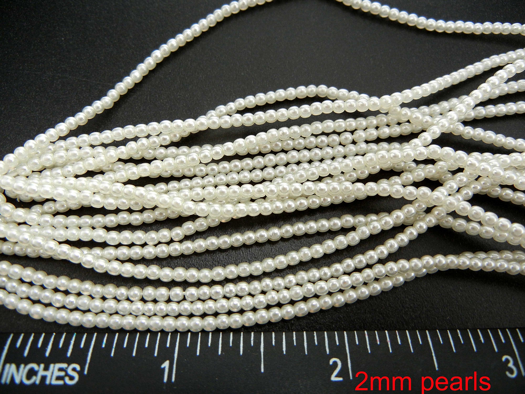 Czech Round Glass Imitation Pearls, Off-White Pearl, Light Ivory color, 2mm, 3mm, 4mm