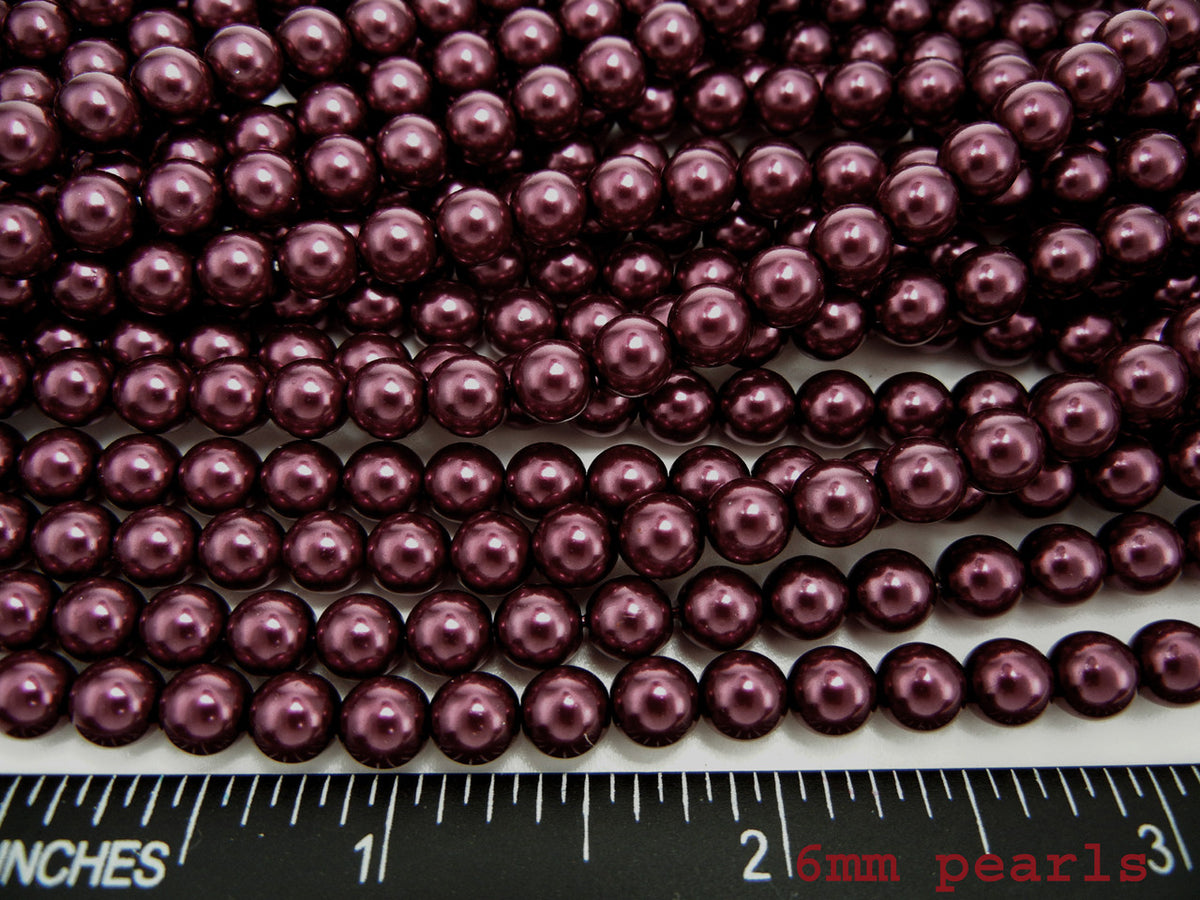 Czech Round Glass Imitation Pearls Royal Purple Pearl color 10mm 12mm ...