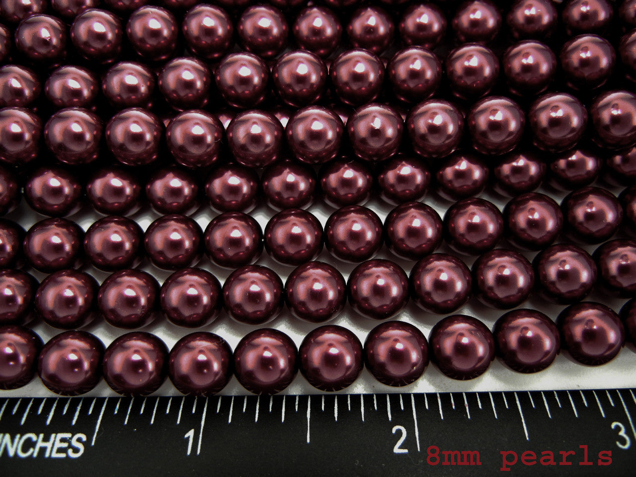 Czech Round Glass Imitation Pearls, Royal Purple Pearl color