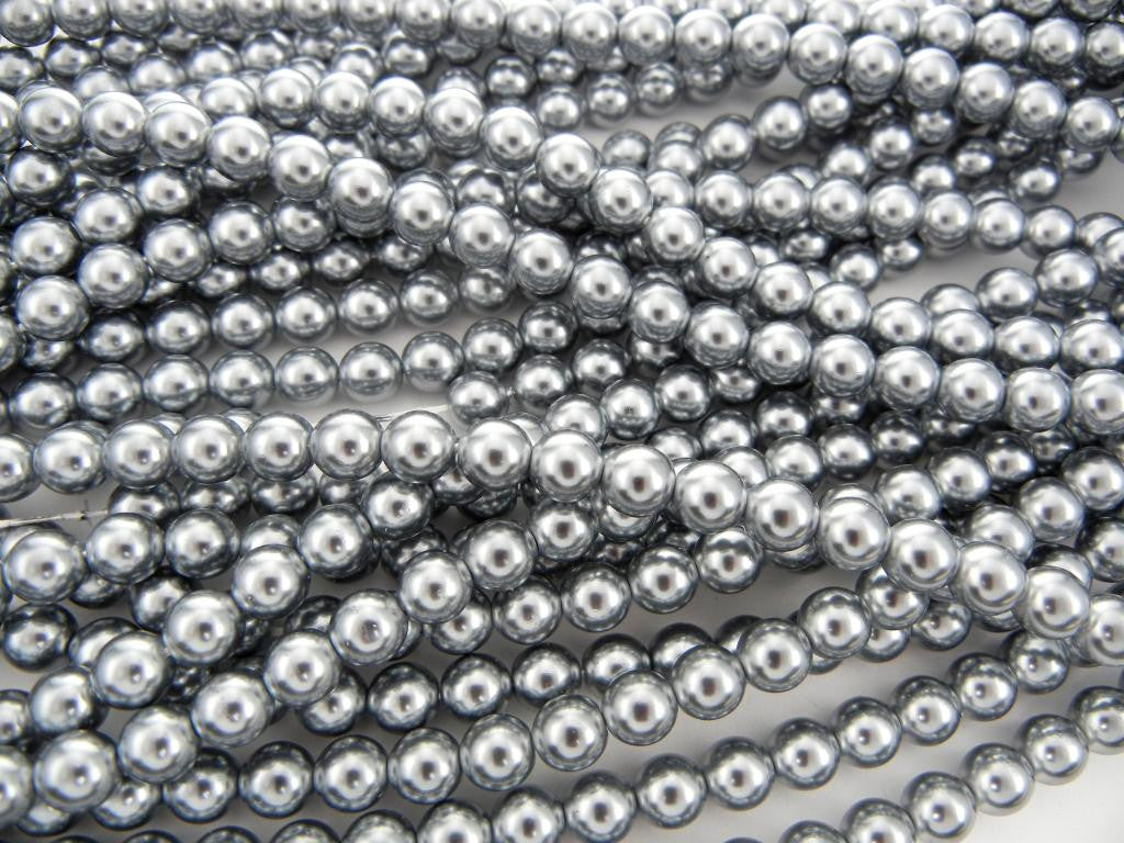 Czech Round Glass Imitation Pearls Silver Grey Pearl color 2mm 3mm 4mm 6mm 8mm 12mm
