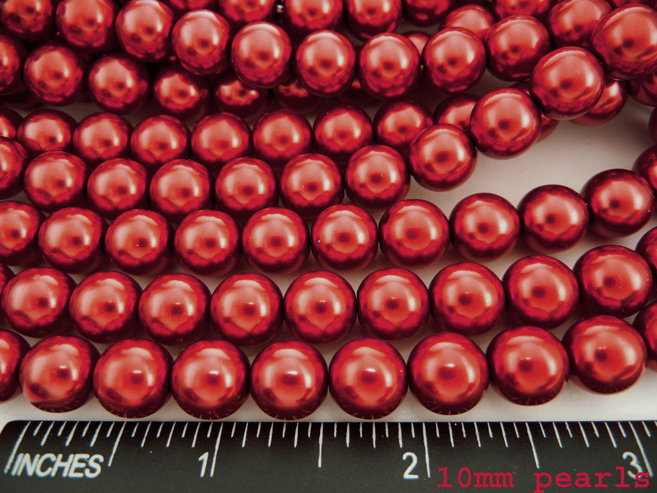 Czech Round Glass Imitation Pearls, Vivid Burgundy Pearl color