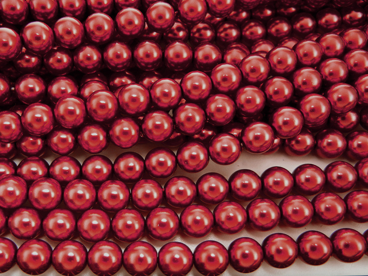Czech Round Glass Imitation Pearls, Vivid Burgundy Pearl color