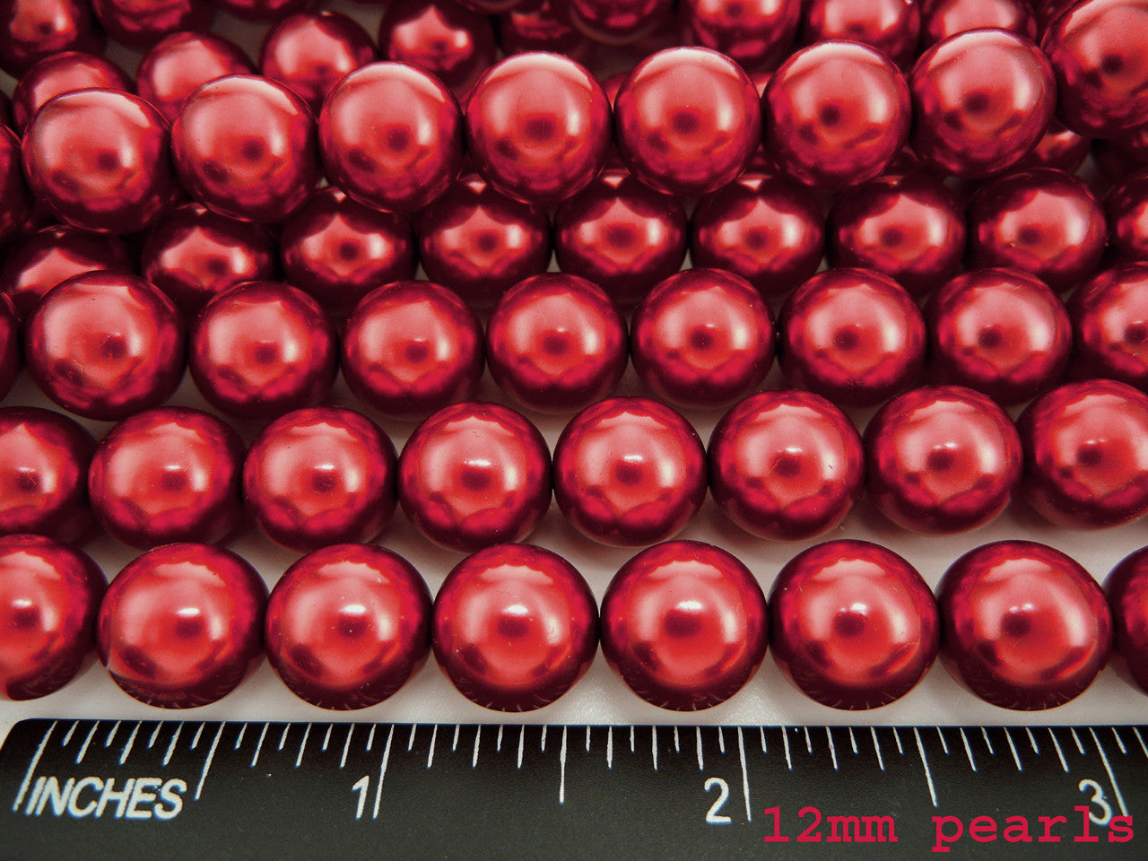 Czech Round Glass Imitation Pearls, Vivid Burgundy Pearl color