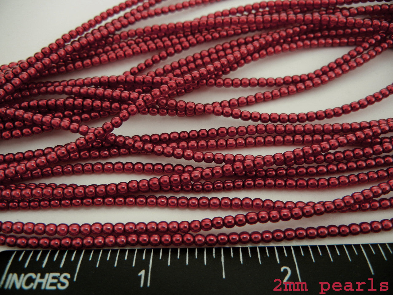 Czech Round Glass Imitation Pearls, Vivid Burgundy Pearl color