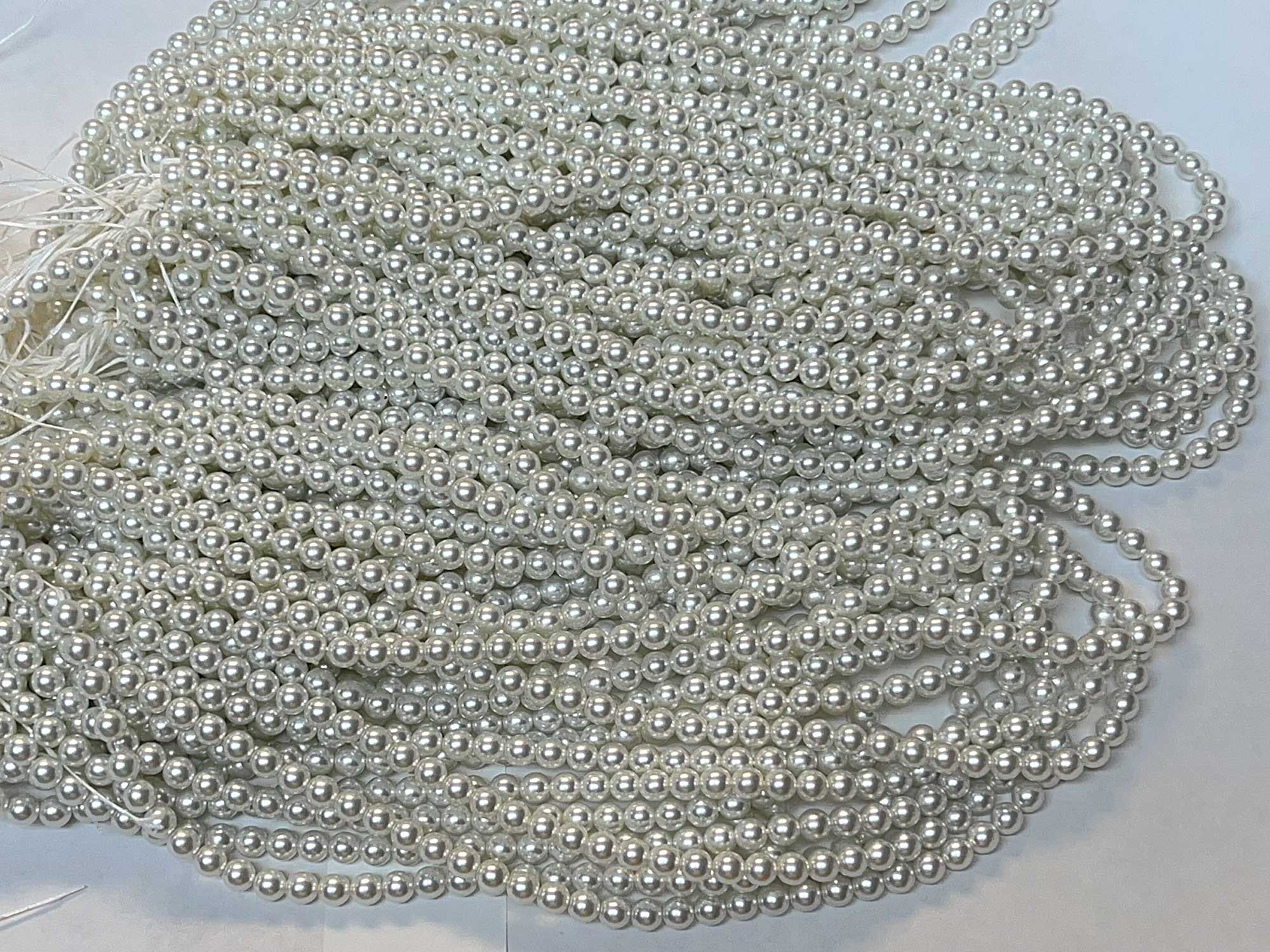 Czech Round Glass Imitation Pearls Frozen White Pearl color 6mm