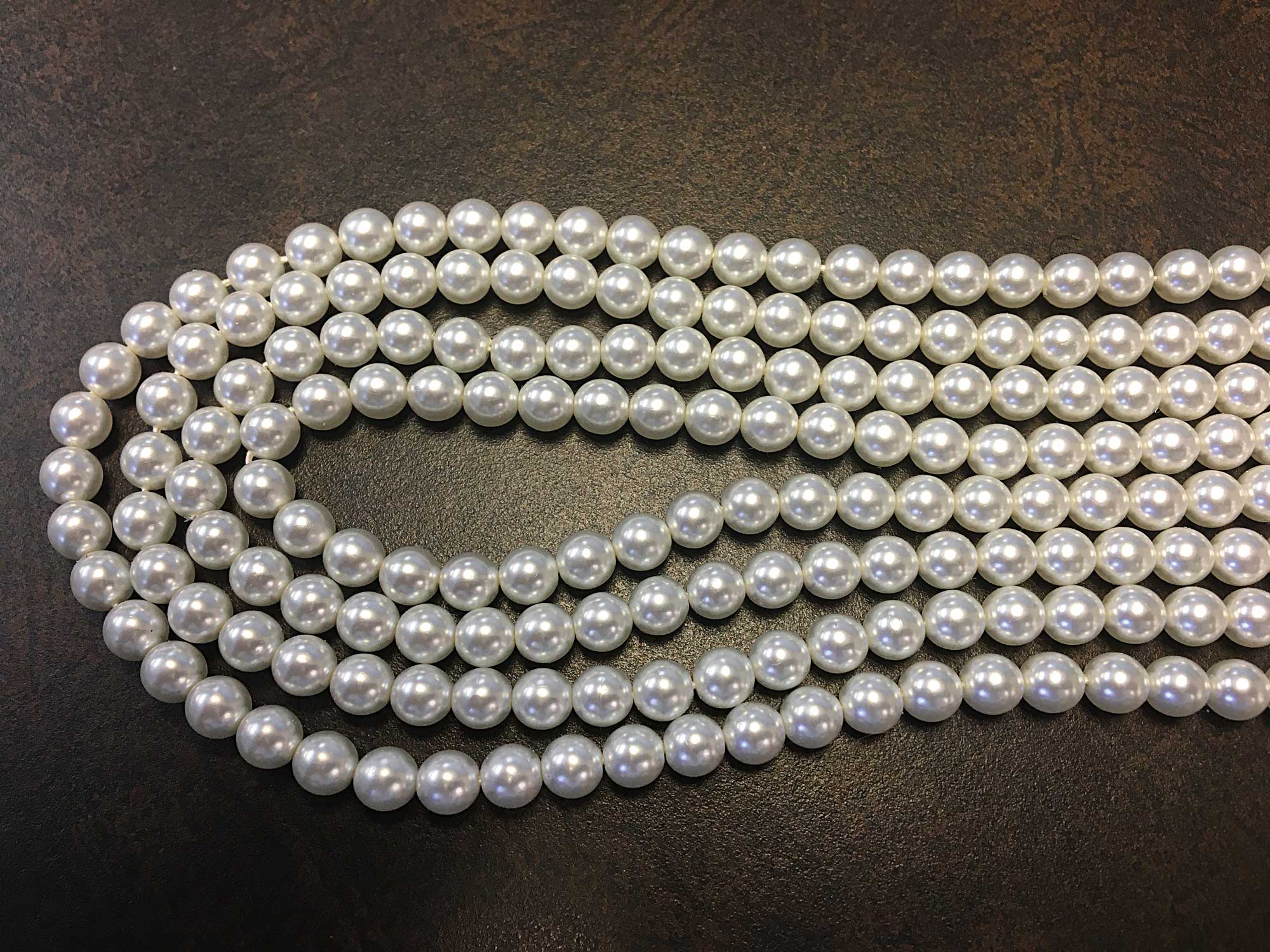 Czech Round Glass Imitation Pearls Frozen White Pearl color 6mm