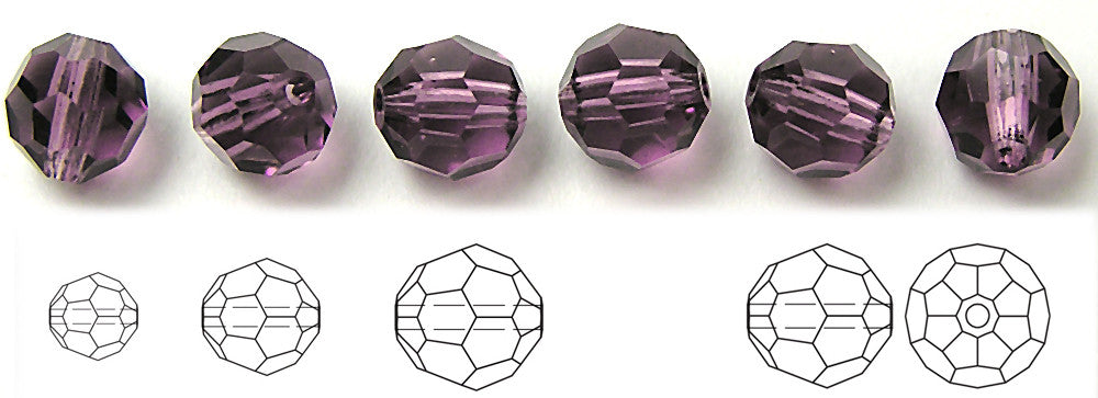 Amethyst Czech Machine Cut Round Crystal Beads purple rosary beads 6mm 7mm 8mm 9mm