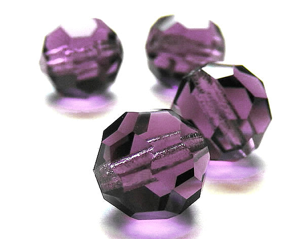 Amethyst Czech Machine Cut Round Crystal Beads purple rosary beads 6mm 7mm 8mm 9mm