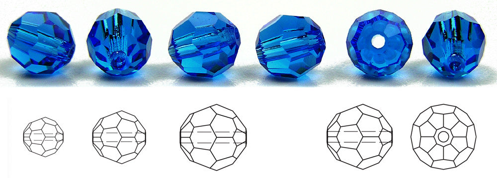 Capri Blue, Czech Machine Cut Round Crystal Beads, Preciosa 6mm 288pcs