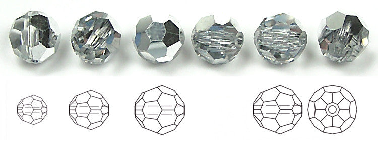 Crystal Labrador Half coated Czech Machine Cut Round Crystal Beads half silver 5mm 8mm