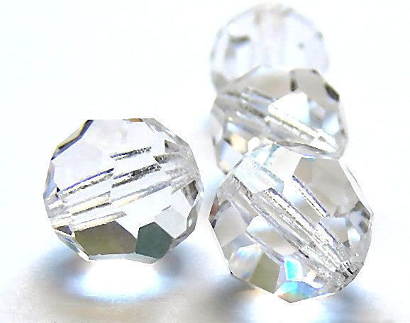 clear Crystal, Czech Machine Cut Round Crystal Beads