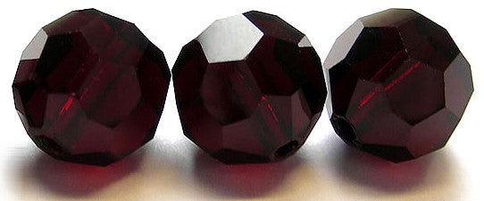 Garnet Czech Glass Machine Cut Round Crystal Beads very dark red color 10mm 14mm