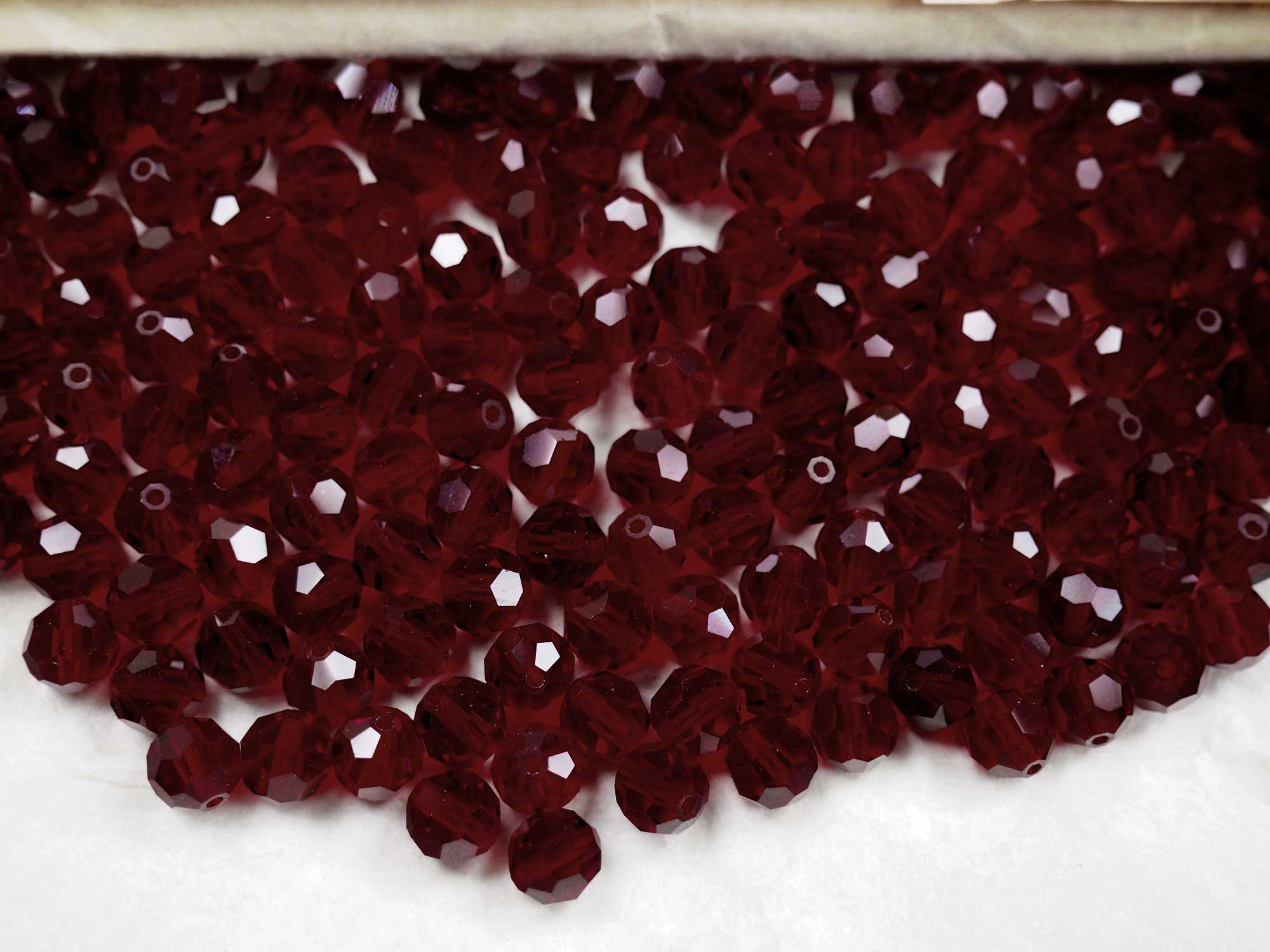 Garnet Czech Glass Machine Cut Round Crystal Beads very dark red color 8mm 10mm 14mm