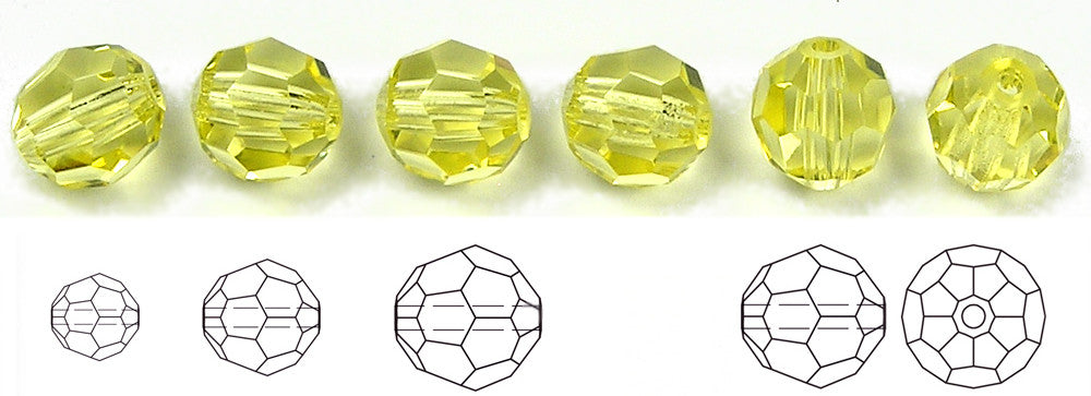 Jonquil, Czech Machine Cut Round Crystal Beads