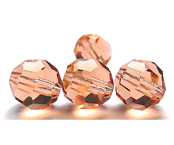 Light Peach, Czech Machine Cut Round Crystal Beads