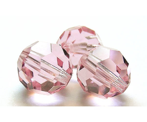 Light Rose Czech Machine Cut Round Crystal Beads pink crystals 4mm 6mm 8mm