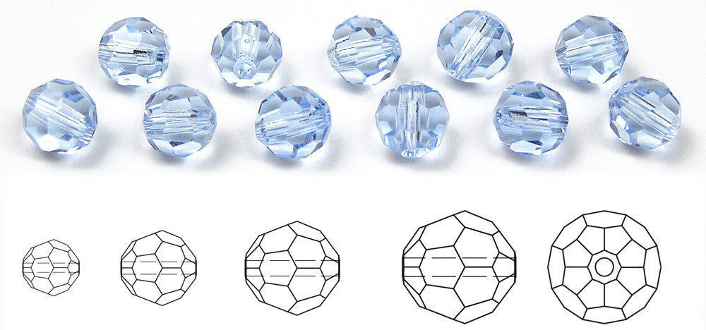 Light Sapphire Czech Machine Cut Round Crystal Beads light blue 3mm 4mm 6mm 10mm