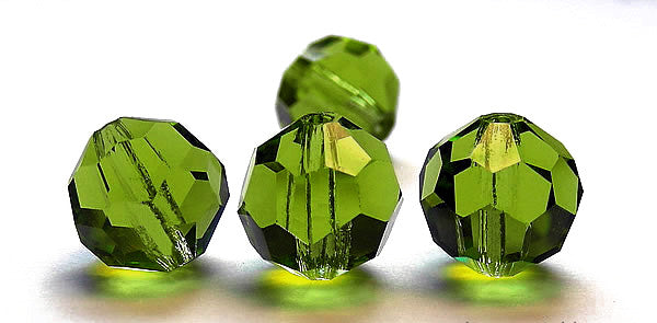 Olivine green Czech Machine Cut Round Crystal Beads 7mm 10mm Rosary Beads