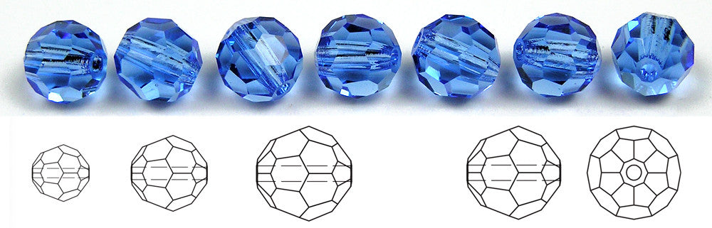 Sapphire Czech Machine Cut Round Crystal Beads Preciosa blue rosary beads 6mm 10mm